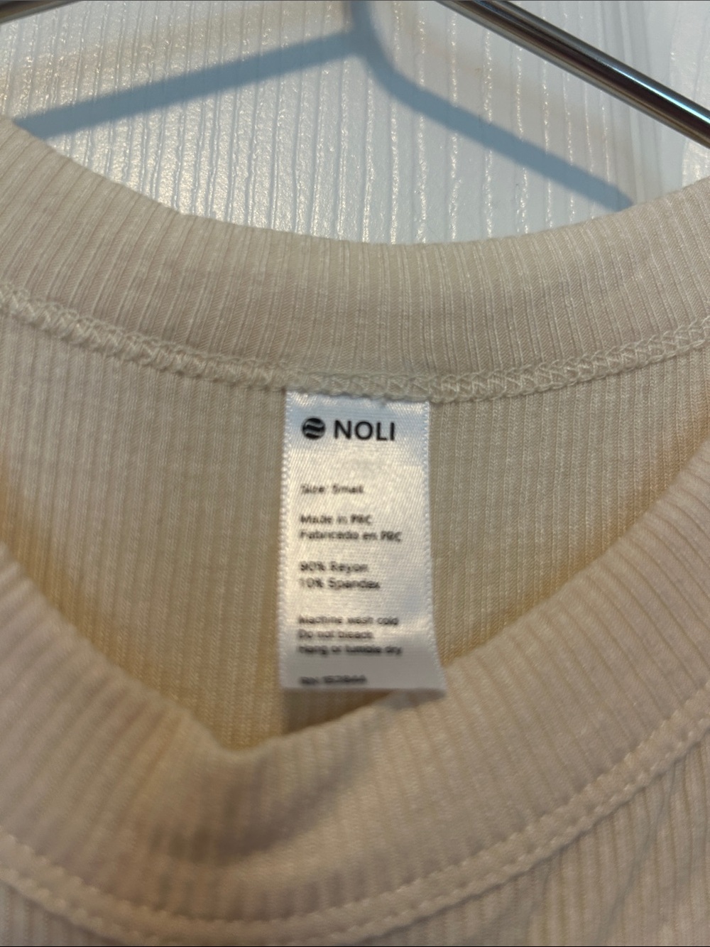 NWOT Noli Essential Long Sleeve Rib Tee - Vanilla, size S - Picture 5 of 6